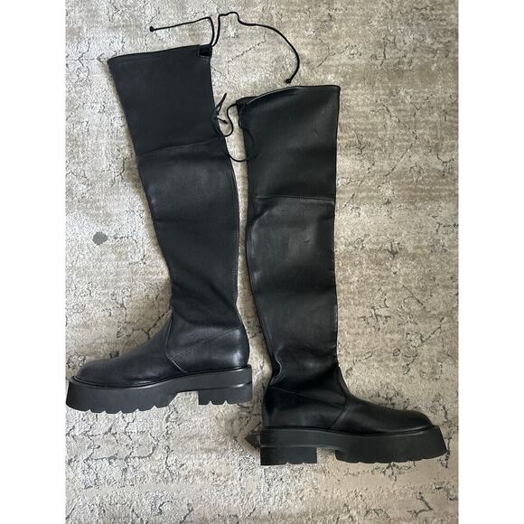 Stuart‎ Weitzman Black LOWLAND ULTRALIFT PLATFORM BOOT size 5.5B - Picture 2 of 12